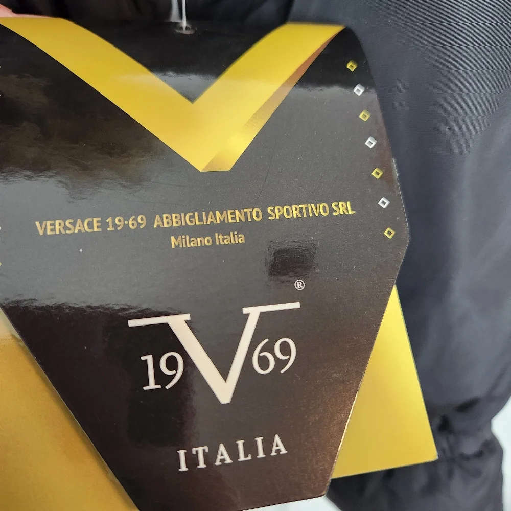 Kids Versace Italia 19V69 Black Puffer Jacket with Faux Fur Hood